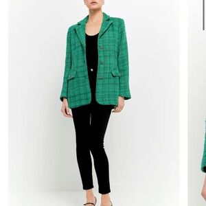 Endless Rose Emerald Tweed Blazer